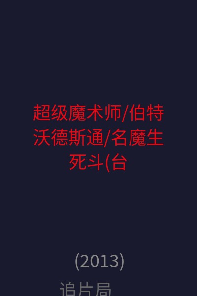 超级魔术师/伯特·沃德斯通/名魔生死斗(台) 海报